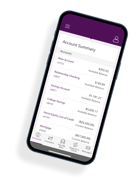 Orbit Credit online banking account open on a smartphone